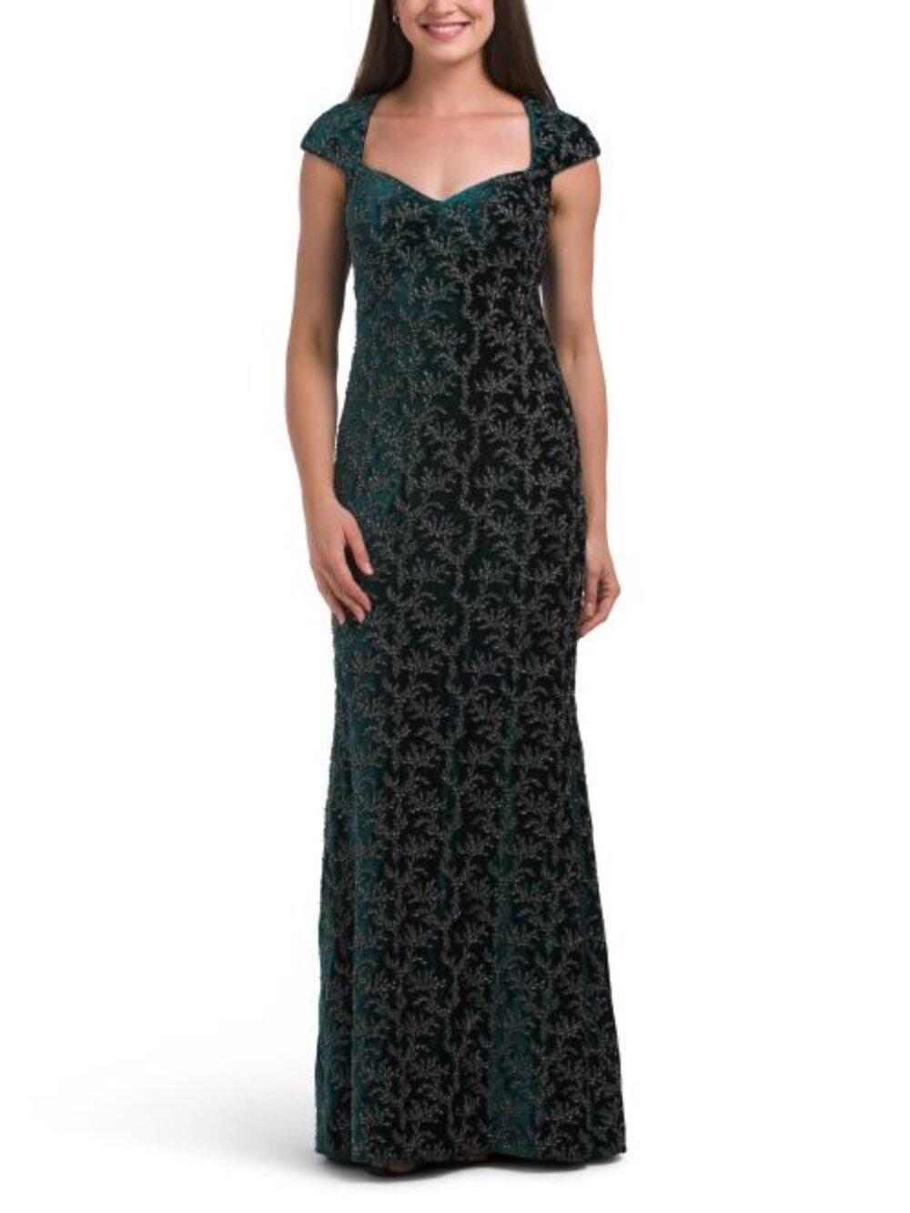 THEIA Zoelle Beaded Velvet Gown